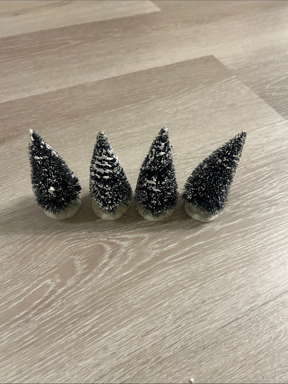 Lemax Christmas Scene Miniature Flocked Evergreen Trees - Set of 4